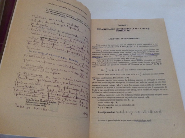 MATEMATICA ALGEBRA MANUAL PENTRU CLASA A VIII-A - Ioan Craciunel,RF13/1