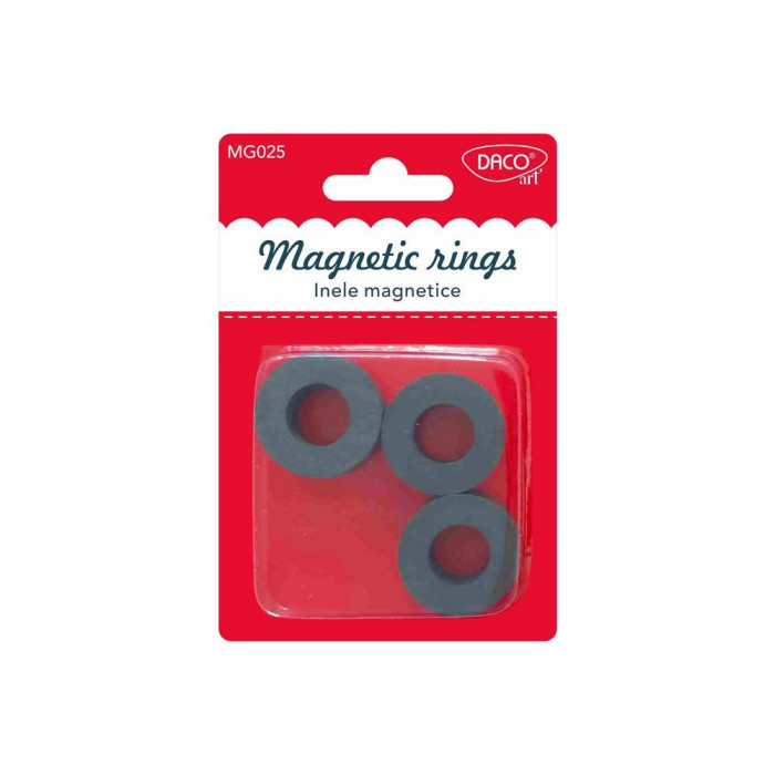 Set 6 Magneti Tip Inel Daco, 2.5 cm Diametru, Negru, Magneti Inel, Set Magneti, Set de Magneti, Magneti la Set, Magneti in Forma de Inel, Magneti Inel
