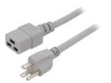Cablu Alimentare 3x14AWG IEC C19 la NEMA 5-15 1m Gri 15A