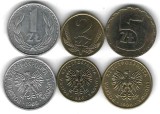 POLONIA LOT / SET Nr 3 : 3 buc , 1 + 2 + 5 Zloti 1986