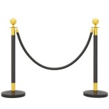 HOMCOM St&acirc;lpi de Ghidare cu Funie de Catifea de 1,5 m și Bază de Umplut, din Oțel Inoxidabil, &Oslash;32x96 cm, Negru | Aosom Romania