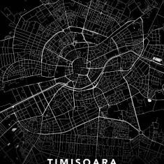 Tablou Canvas, Tablofy, Hartă Timişoara · Street Map, Printat Digital, 70 × 100 cm