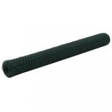 VidaXL Plasă de s&acirc;rmă găini, verde, 25 x 1,2 m, oțel cu &icirc;nveliș PVC