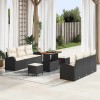 VidaXL Set de canapele pentru grădină cu pernă 9 pcs Negru Rattan poli
