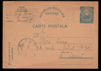 1950 Carte postala adresata sahistului Petre Seimeanu, director Revista de Sah foto