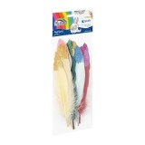 Accesorii creatie - pene, diverse culori, 10-15cm, cu sclipici, set 10 buc, Fiorello, GR-FE012 / 170-2617