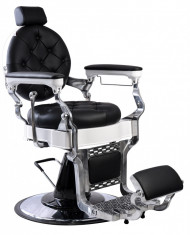 Scaun coafor hidraulic pentru frizerie model White Pearl Barberking foto