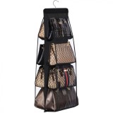 Suport de depozitare genti/posete, multifunctional, 8 grile, design compact, 117x35 cm, Negru