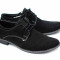Pantofi negri barbati casual - eleganti din piele naturala intoarsa - Made in Romania