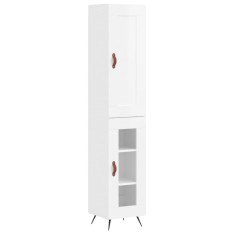 Dulap inalt, alb extralucios, 34,5x34x180 cm, lemn prelucrat