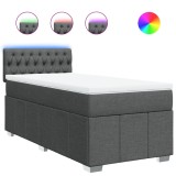Cumpara ieftin Pat box spring cu saltea, gri inchis, 80x200 cm, textil