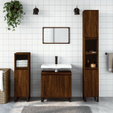 Set dulapuri de baie, 3 piese, stejar maro, lemn prelucrat GartenMobel Dekor, vidaXL