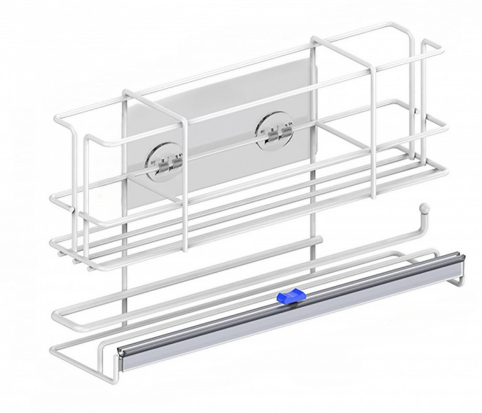 Raft multifunctional din otel inoxidabil cu suport adeziv, pentru Bucatarie, Baie, Frigider, role de hartie, hartie de copt, folie alimentara, saci me