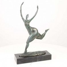 Nud -statueta din bronz moderna din bronz pe un soclu din marmura FA-46