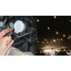 Ghirlanda luminoasa cu becuri led opace, lumina puternica, de exterior, 8 m lungime, 4w/bec led opac, 8 leduri, interconectabila