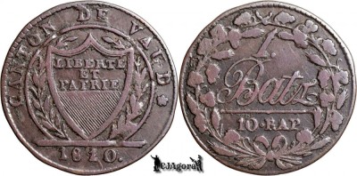 1810, 1 Batzen - Cantonul Vaud - Cantoanele Elvețiene foto