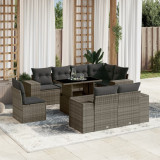 Gossi set canapele de gradina, 9 piese, cu perne, gri, poliratan
