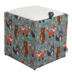 TABURET BOX - PRINT - CORP ANIMALE INDIENE/CAPAC IMITATIE PIELE DIVERSE CULORI - Albastru 21898