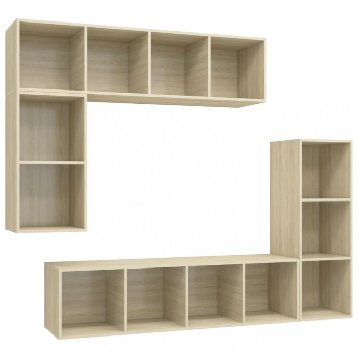 Set dulap TV, 4 piese, stejar sonoma, lemn prelucrat