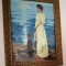 GOBLEN VECHI - Pe malul marii - lucrat manual ,inramat, sub sticla - 35 X 45 cm
