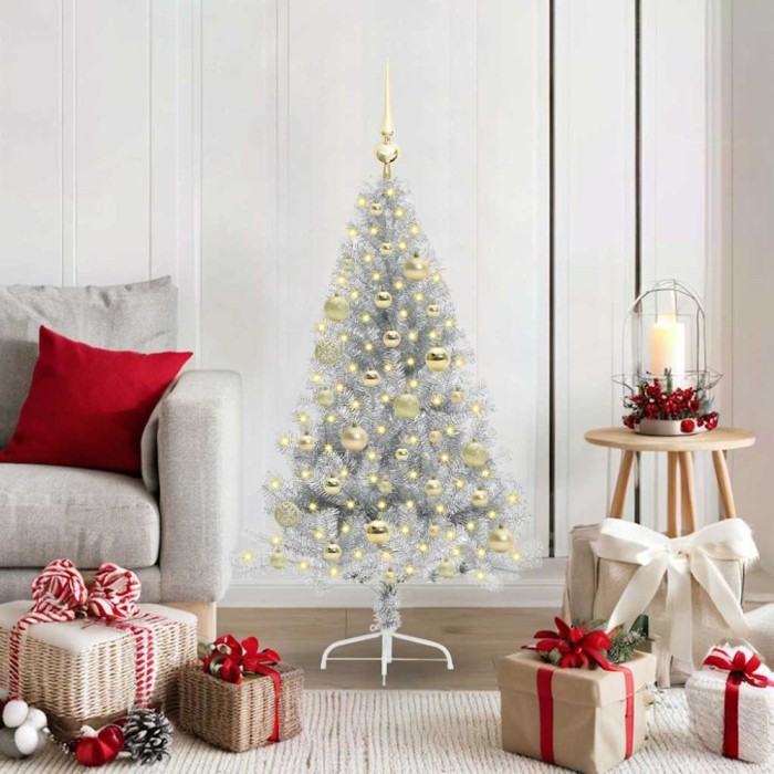 vidaXL Pom de Crăciun artificial pre-iluminat Argintiu 120 cm PET 3397184