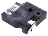 Bandă albă 9mm x 5,5m cu text negru