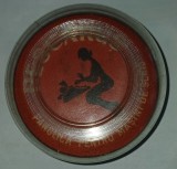 CY - Cutie din plastic dur "PESCARUS Panglica pentru Masini de Scris" comunism Romania / rola continuta nu are panglica / articol RAR