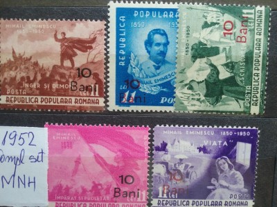 1952-Eminescu supratipar- L.P.301-complet set-orig. gum- MNH foto