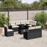 Cumpara ieftin Gossi set mobilier de gradina cu perne, 9 piese, negru, poliratan