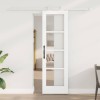 Ușa Glisantă cu Set de Hardware &#039;ORKDAL&#039;Alb Lemn Masiv și Sticlă