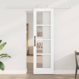 Ușa Glisantă cu Set de Hardware &#039;ORKDAL&#039;Alb Lemn Masiv și Sticlă