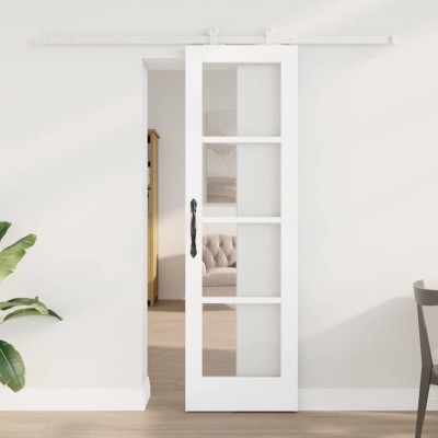 Ușa Glisantă cu Set de Hardware &amp;#039;ORKDAL&amp;#039;Alb Lemn Masiv și Sticlă foto
