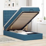 VidaXL Cadru pat otoman cu saltele Albastru &icirc;nchis 100x200cm catifea