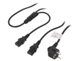 Cablu de Alimentare 1,5m Negru 10A 250V CEE 7/7 la IEC C13 x2