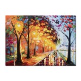 Tablou indragostiti pictat manual dormitor, Impreuna pentru totdeauna, 70x50cm ulei pe panza in cutit, Magnific