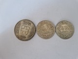 Elvetia lot de 3 Monede din Argint de 835 Puritate,5 Fr 1932,2 Fr-1965,2Fr 1960, Europa