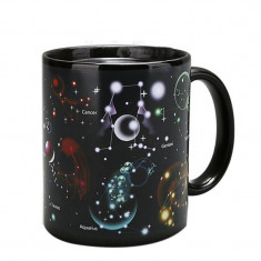 Cana ceramica termosensibila Edman Constelatii, 290ml, Negru