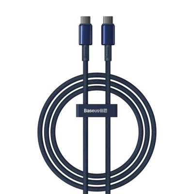 CABLU alimentare si date Baseus Tungsten, Fast Charging Data Cable pt. smartphone, USB Type-C la USB Type-C 100W, 1m, albastru &amp;quot;P10319800321-03&amp;quot; (timb foto