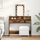 Masa de toaletă vidaXL cu lumini LED Stejar afumat 100x41x140 cm