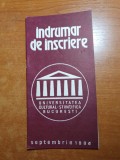 indrumar de inscriere universitatea cultural stiintifica septembrie 1986