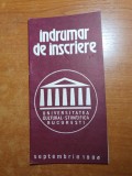 Indrumar de inscriere universitatea cultural stiintifica septembrie 1986