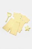 Cumpara ieftin Set tricou cu pantaloni Bamboo, galben, BabyCosy, 50%bumbac+50% bambus (Marime: 12-18 Luni)