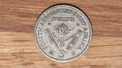 Africa de sud - moneda de colectie argint 0.800 - 3 pence 1935 - George V foto