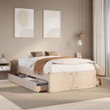 VidaXL Cadru de pat fără saltea/cu sertare, 135x190 cm, lemn masiv pin