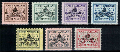 Vatican 1939, Mi #73-79**, Moartea Papei Pius XI, supratipar, MNH! Cota 140 &amp;euro;! foto