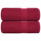 vidaXL Prosoape pentru oaspeți 2 buc Bordeaux 360 g/m&sup2; 100% bumbac
