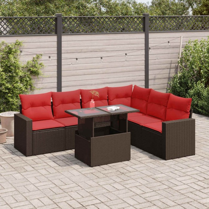 vidaXL Set canapele grădină cu perne 7 piese gri poliratan/lemn acacia 3326335