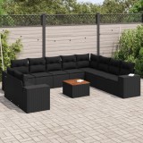 Cumpara ieftin Gossi set canapele de gradina cu perne, 11 piese, negru, poliratan