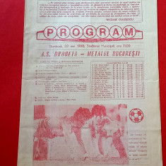 Program meci fotbal AS DROBETA TURNU-SEVERIN - "METALUL"BUCURESTI(22.05.1988)