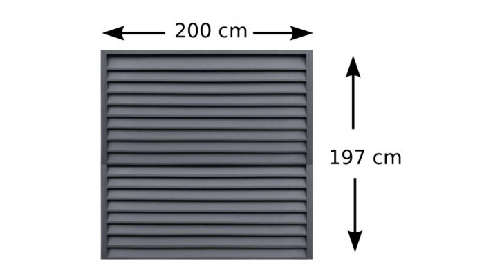 Gard metalic jaluzea Gri antracit 200 cm / 197 cm Suruburi ascunse Grosime 0.6